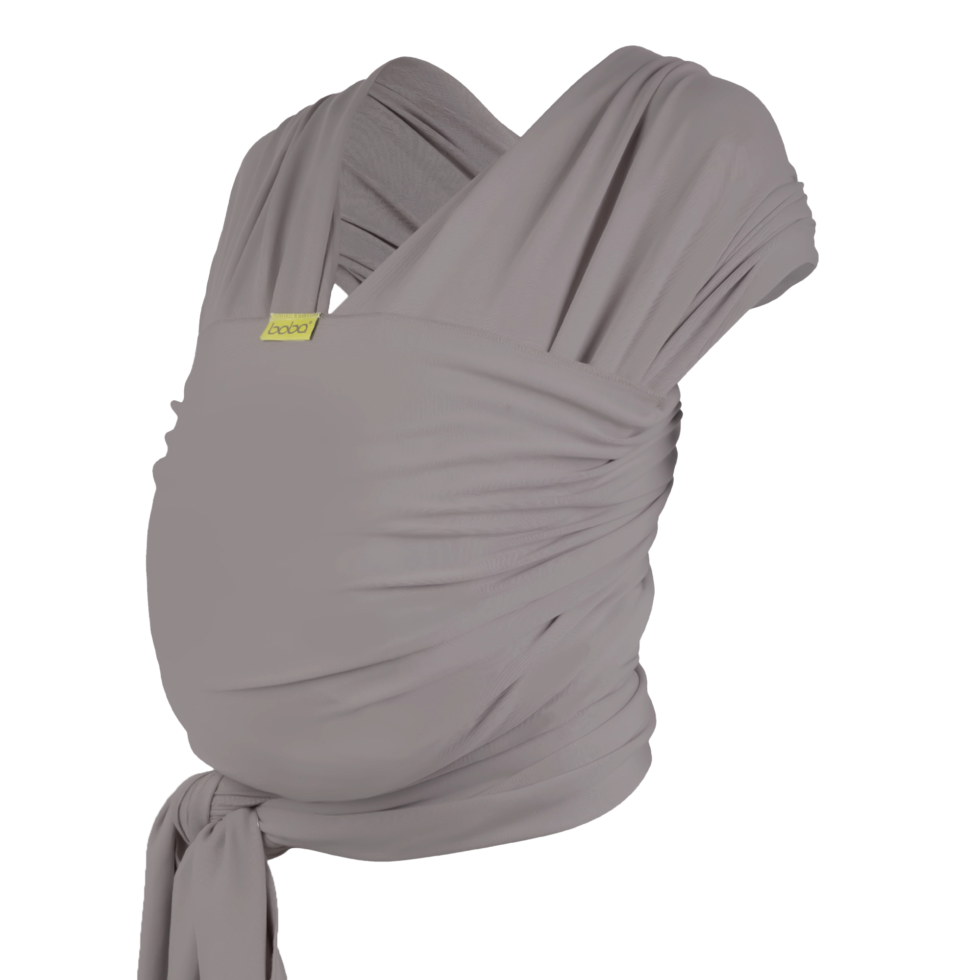 A Boba Classic Baby Wrap, made from a soft 95% French Terry cotton blend and 5% Spandex. Ergonomic, award-winning design fits babies from 7 Ibs to 35 Ibs, best up to 20 Ibs. Machine washable, dryer friendly, and certified hip-healthy. Gray