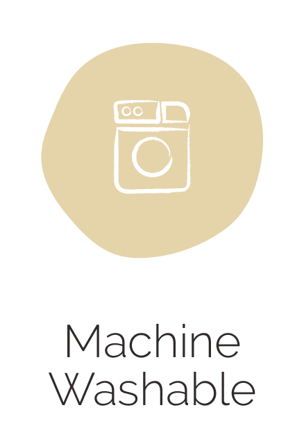 Yellow icon with a washing machine in white.
